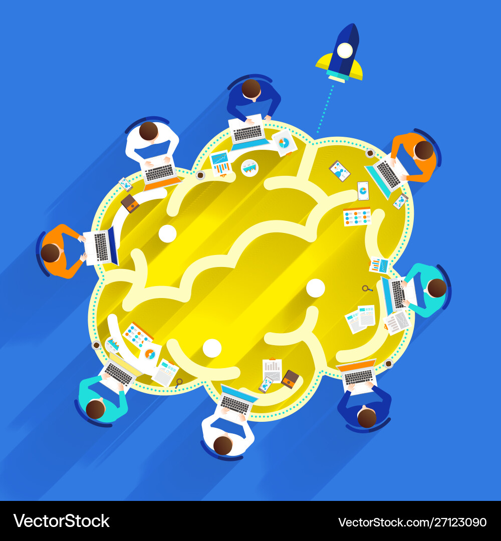 Flat design concept smart brain can build Flat design concept smart brain can build vector image