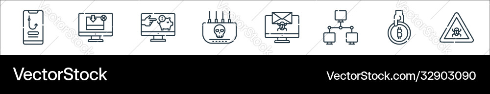 Hacker Linie Icons lineare Set Qualität Hacker Linie Icons lineare Set Qualität vektorbild
