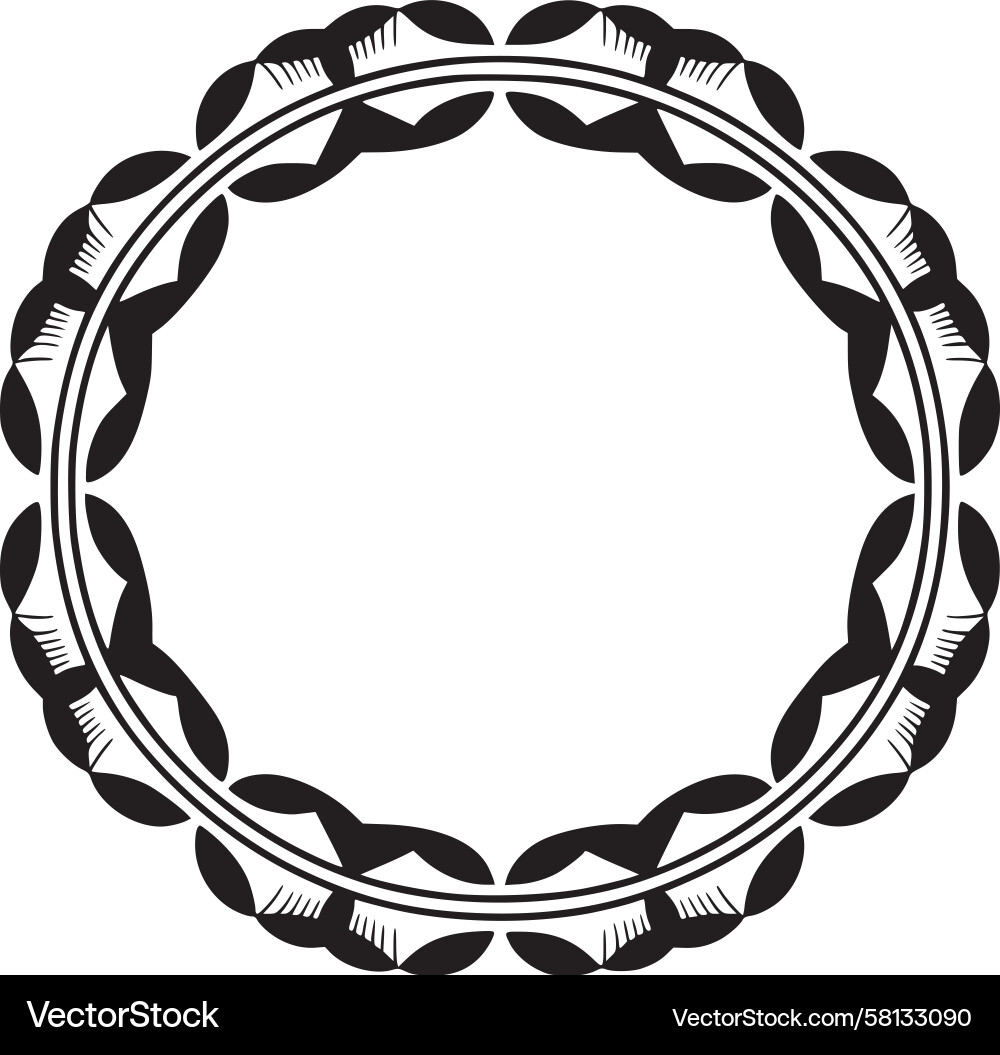 Intricate Circular Wreath Border Vector Image