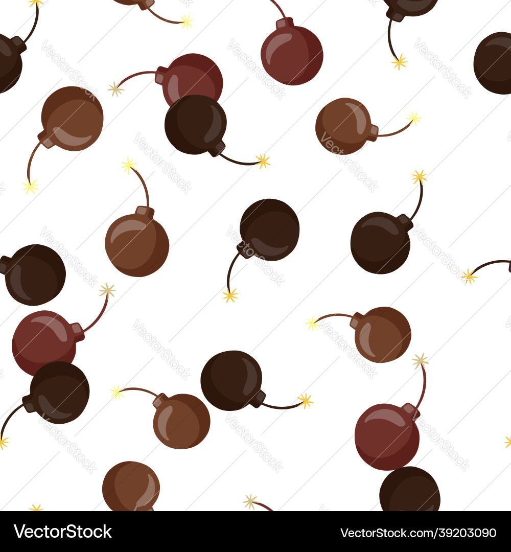 Isolated seamless pattern with brown random bomb Isolated seamless pattern with brown random bomb Vector Image