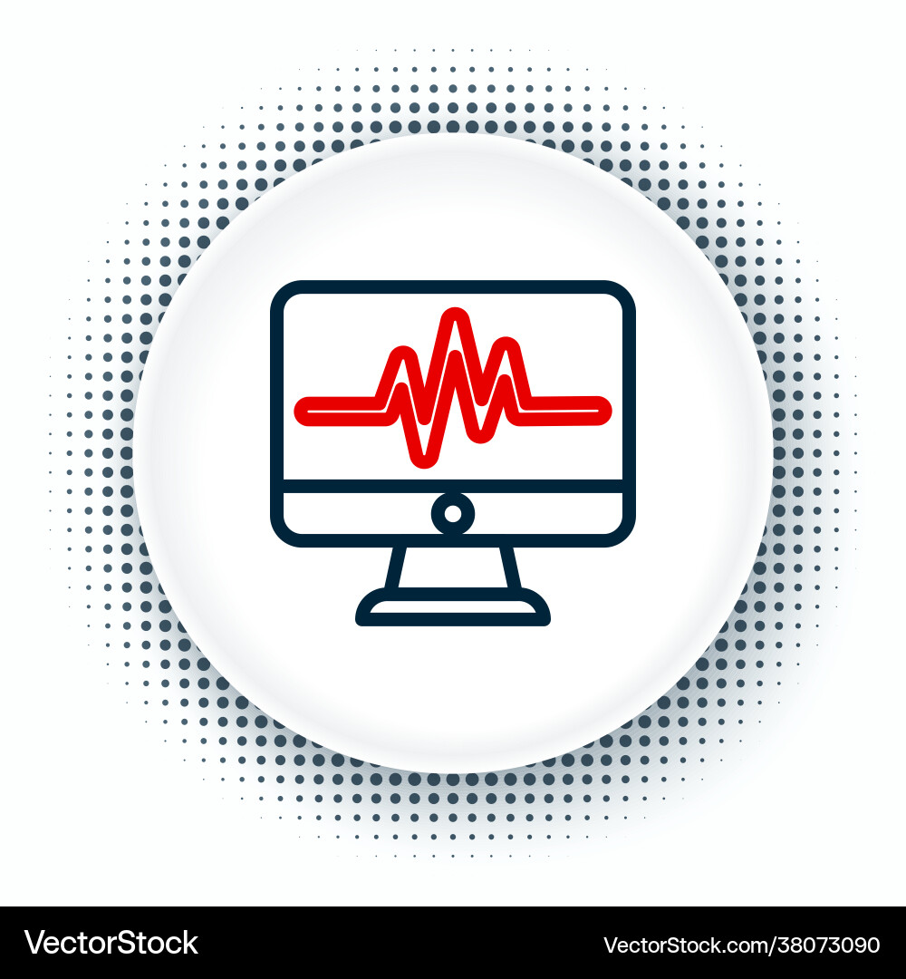 Line computer monitor with cardiogram icon Line computer monitor with cardiogram icon vector image