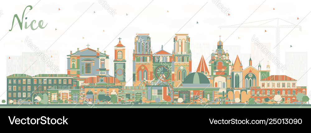 Nice france city skyline with color buildings Nice france city skyline with color buildings vector image
