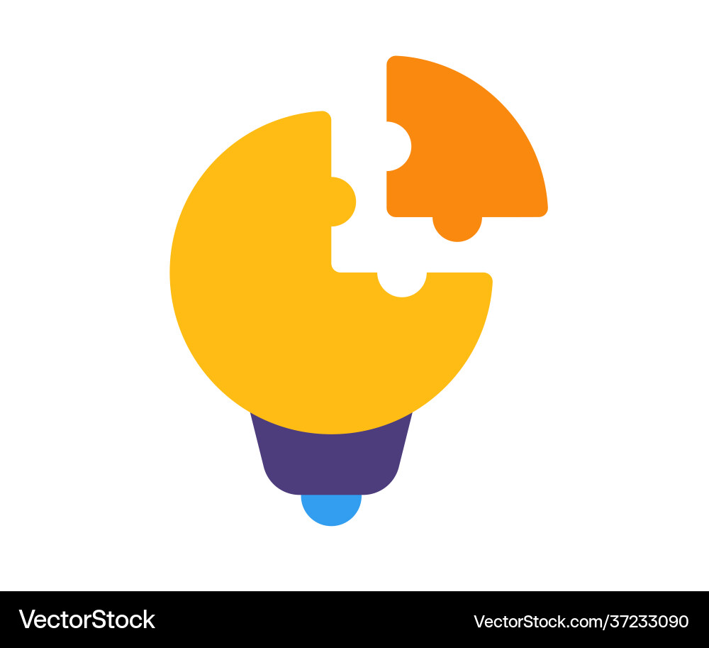 Puzzle lightbulb solution solving single isolated Puzzle lightbulb solution solving single isolated vector image