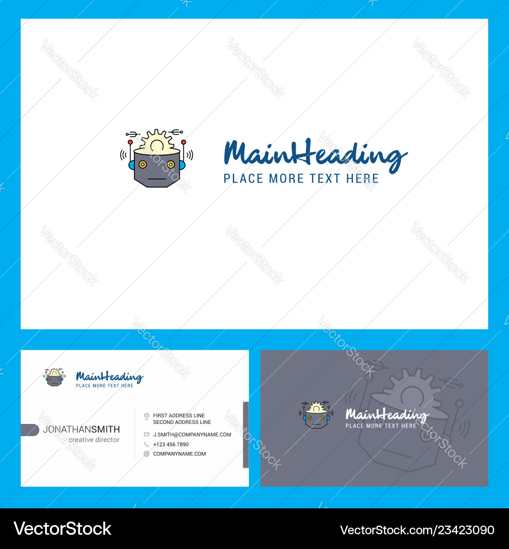 Robot logo design with tagline front and back Robot logo design with tagline front and back vector image