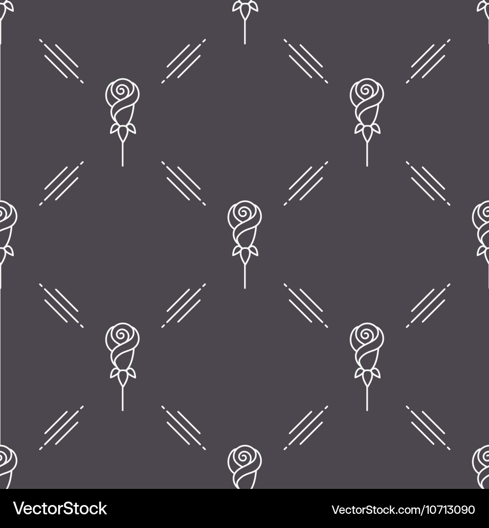 Rose seamless pattern minimal line style rhombus vector image