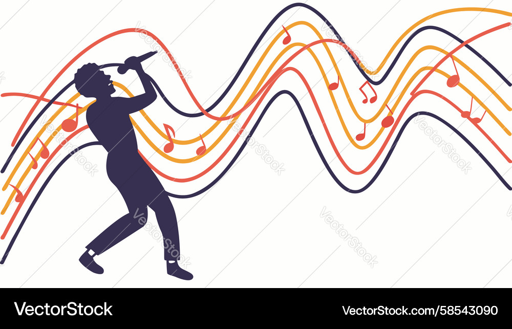Saxophone Player with Sound Waves Vector Image