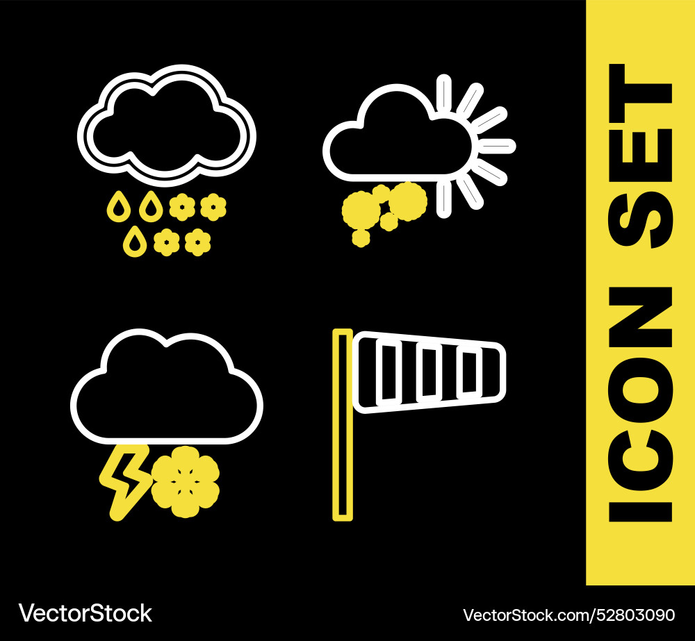 Set line cloudy with snow cone windsock wind vane Set line cloudy with snow cone windsock wind vane Vector Image