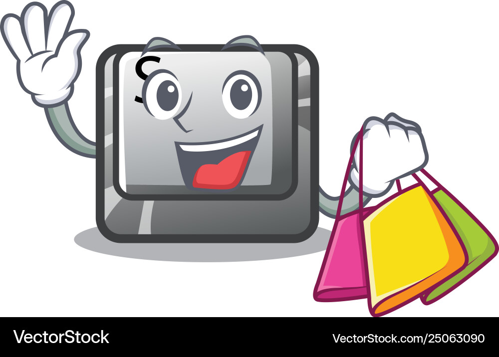 Shopping button s installed on game character vector image