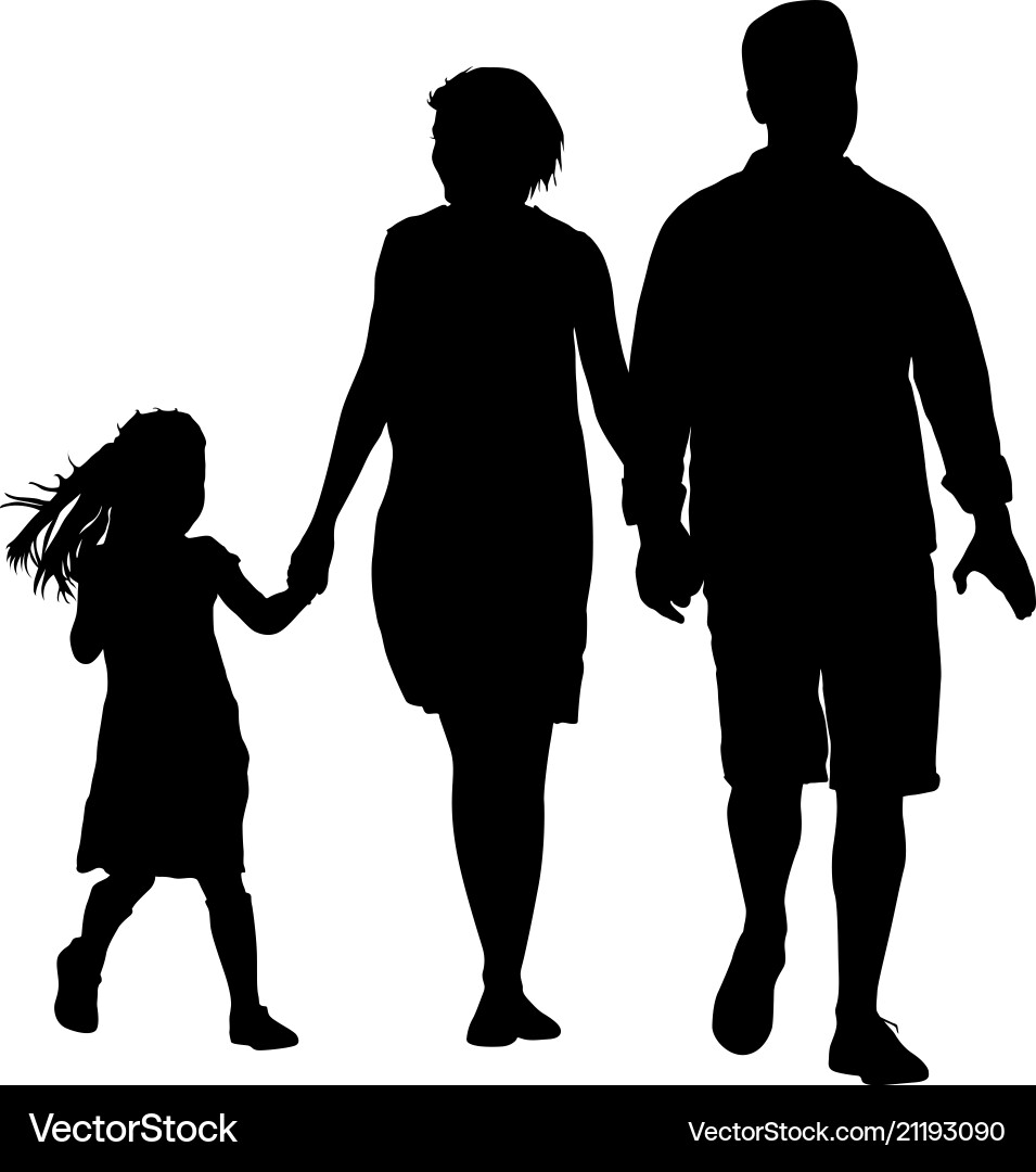 Silhouette of happy family on a white background Vector Image