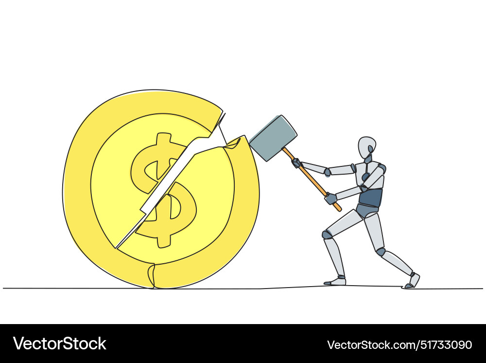 Single one line drawing smart robotic preparing Vector Image