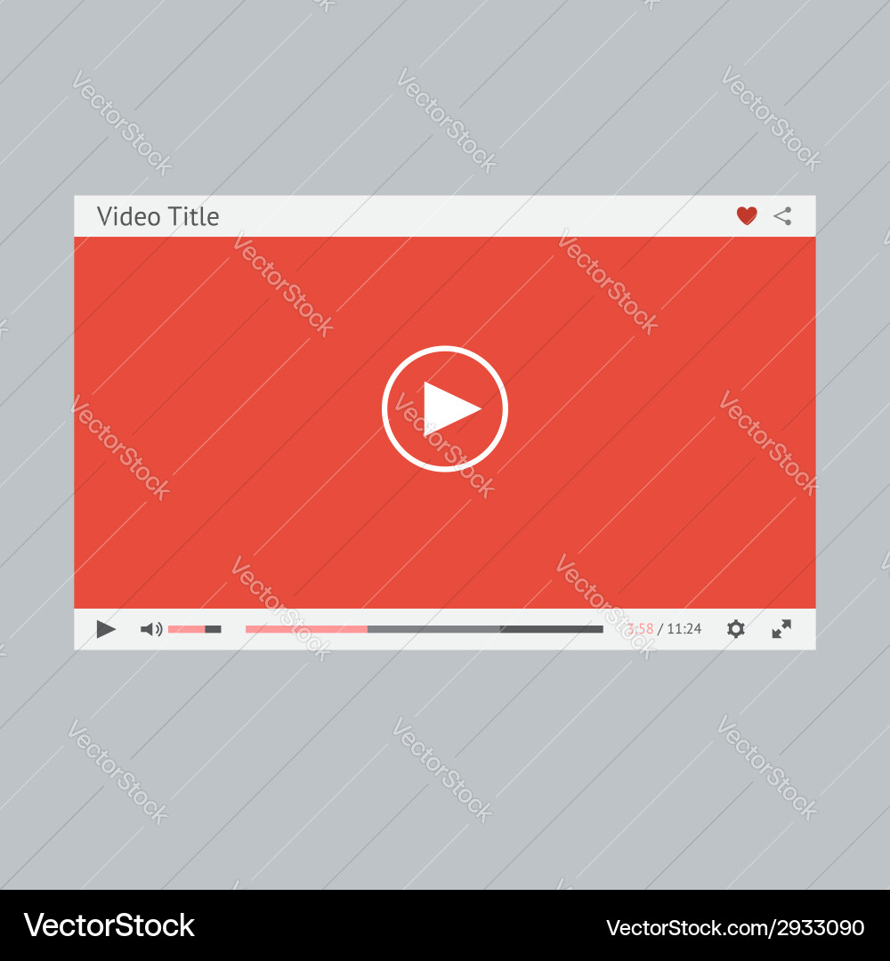 Video Player UI Template Vector Image