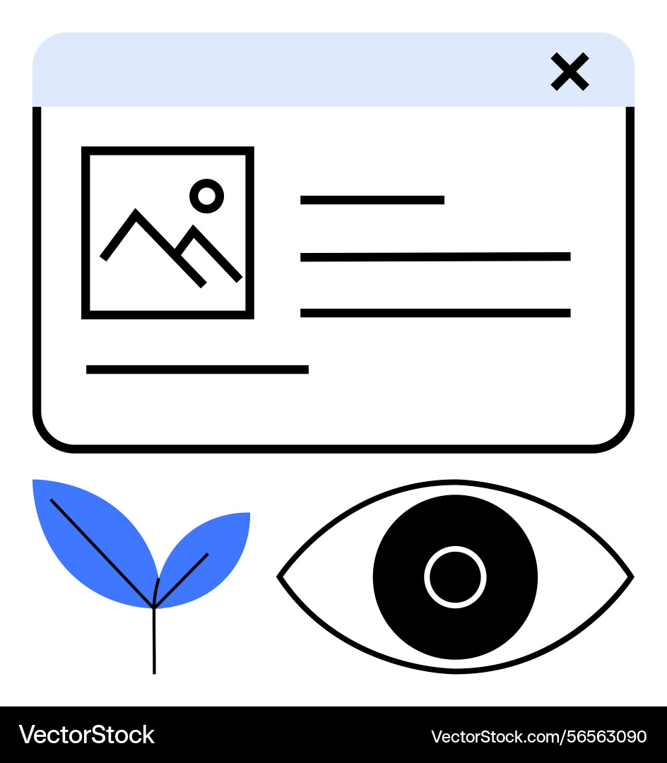Web interface with image preview text lines blue Web interface with image preview text lines blue Vector Image