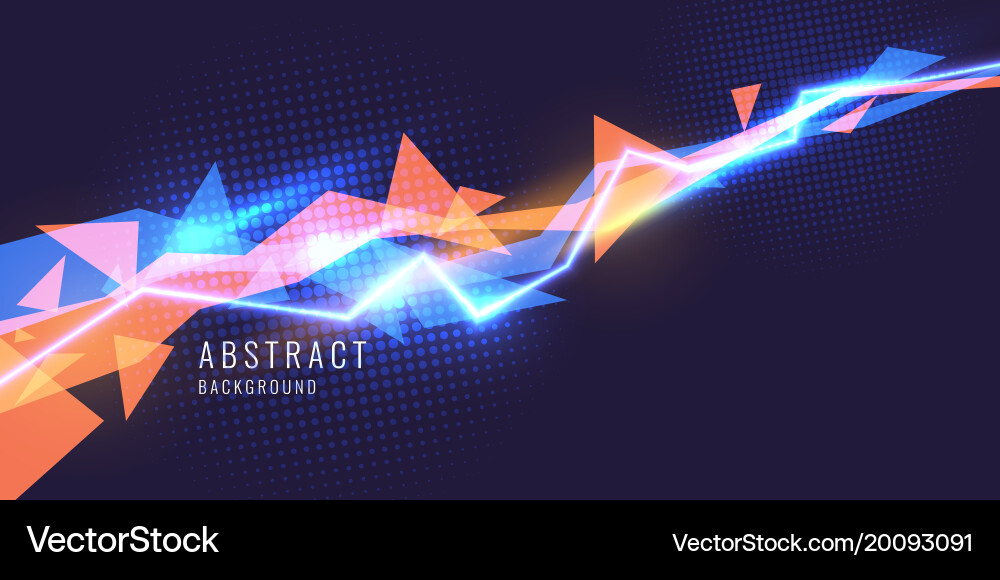 Abstract background with neon lines and triangle vector image