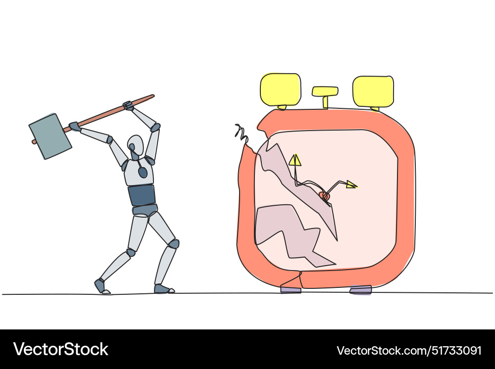 Continuous one line drawing smart robot preparing Continuous one line drawing smart robot preparing Vector Image