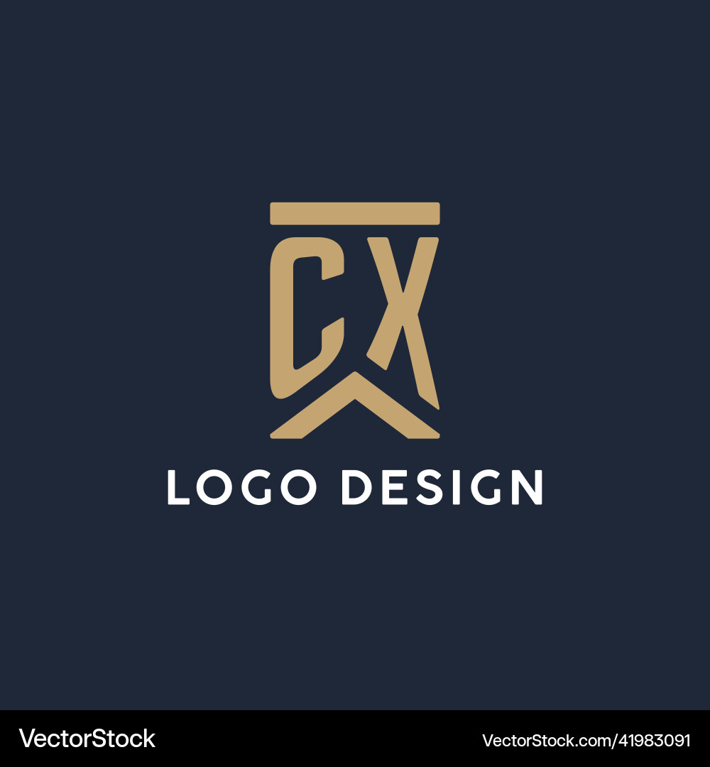 Cx initial monogram logo design in a rectangular vector image