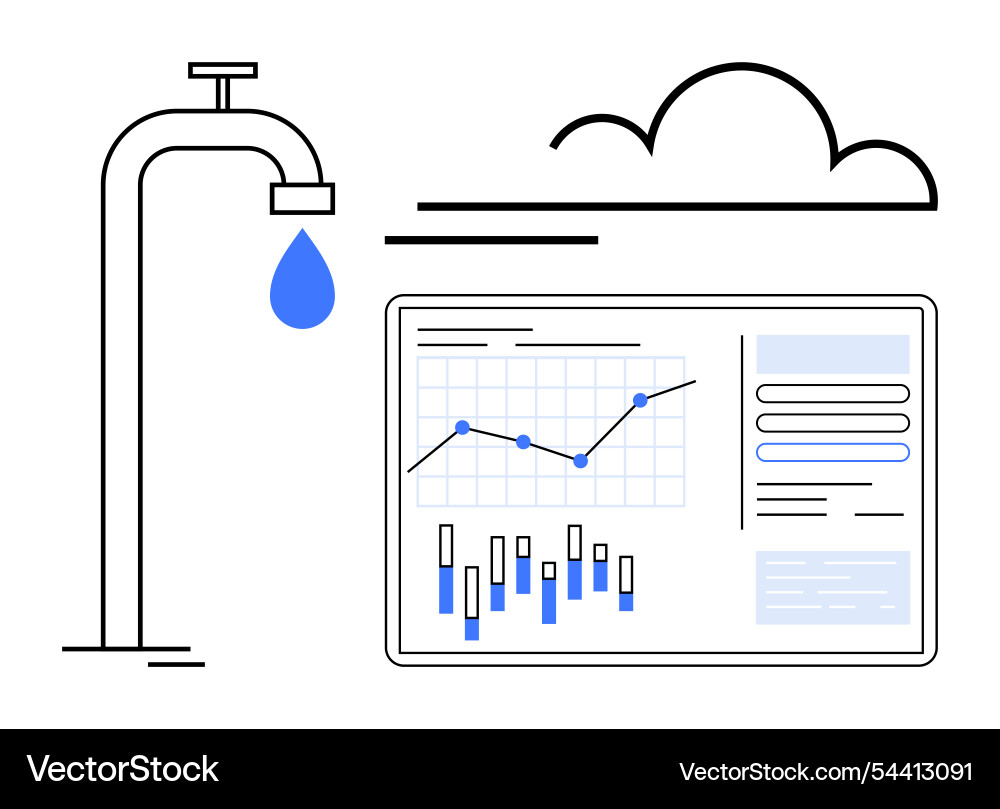 Data analysis concept with graphs on monitor Data analysis concept with graphs on monitor vector image