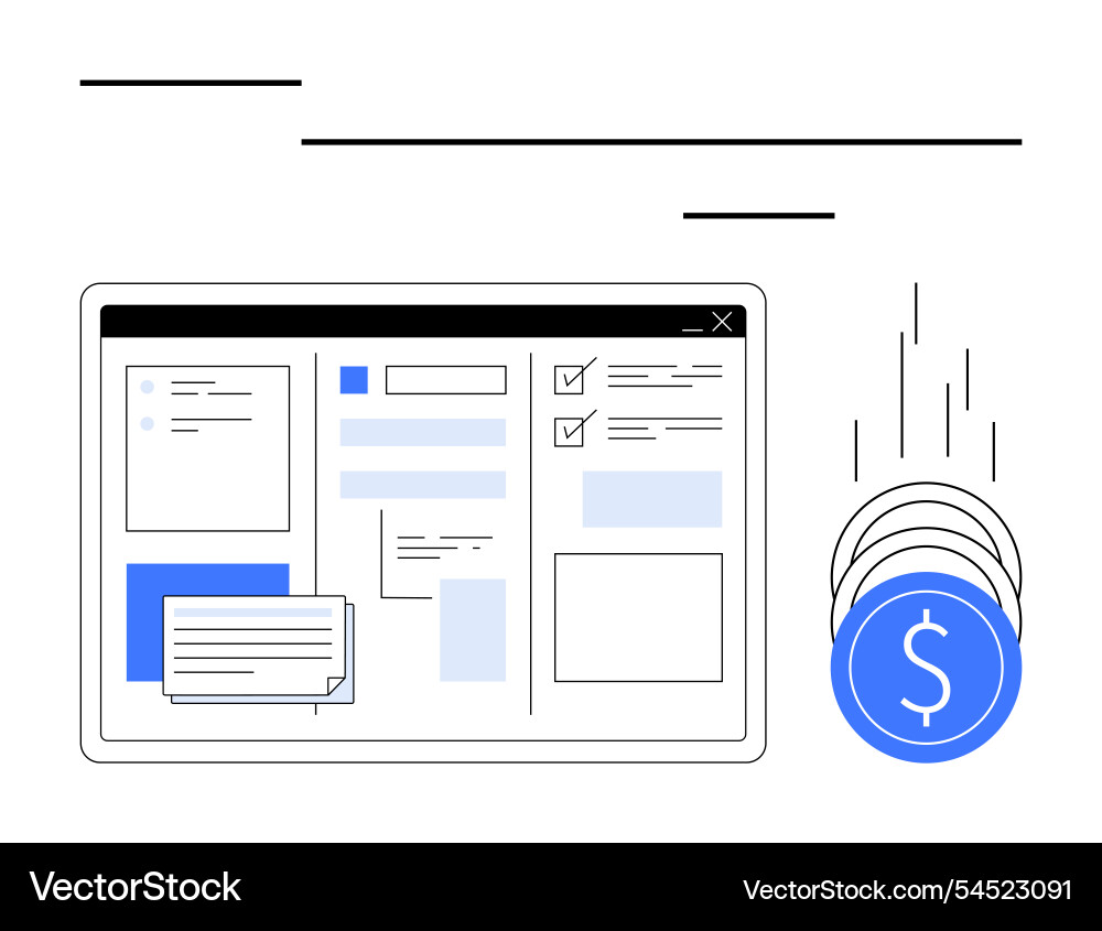 Digital workspace with task management Digital workspace with task management Vector Image