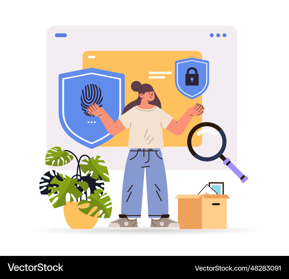 Girl programmer using computer app to develop new Vector Image