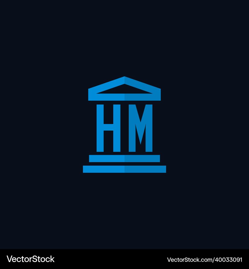Hm initial logo monogram with simple courthouse Hm initial logo monogram with simple courthouse vector image