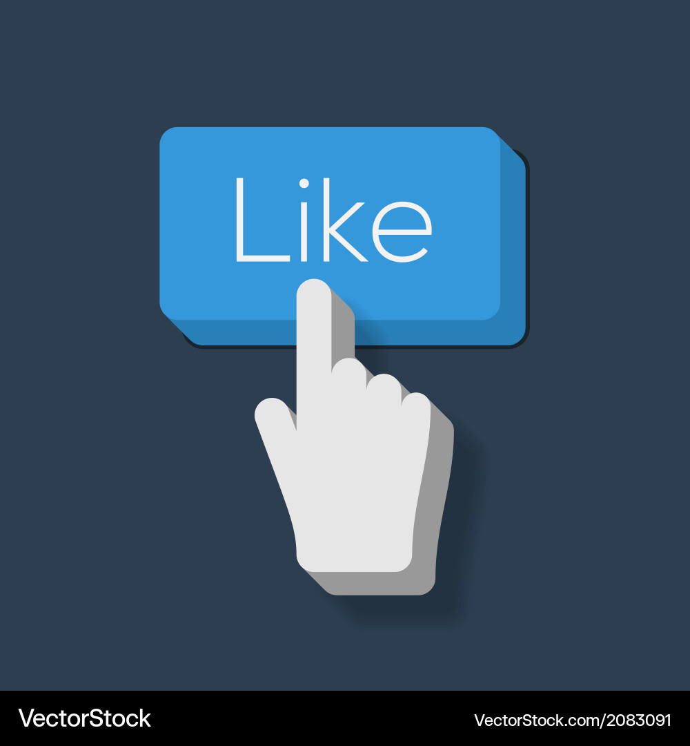 Like us button with hand shaped cursor vector image