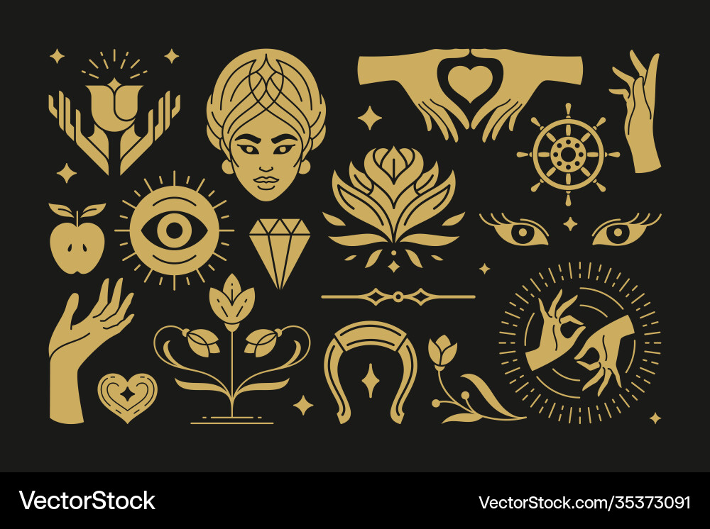 Magic and mystic design elements set vector image