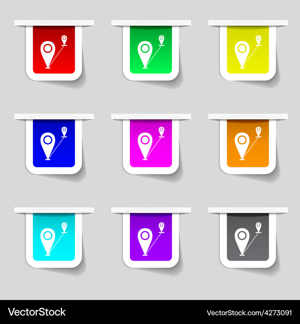 Map pointer icon sign set of multicolored modern vector image