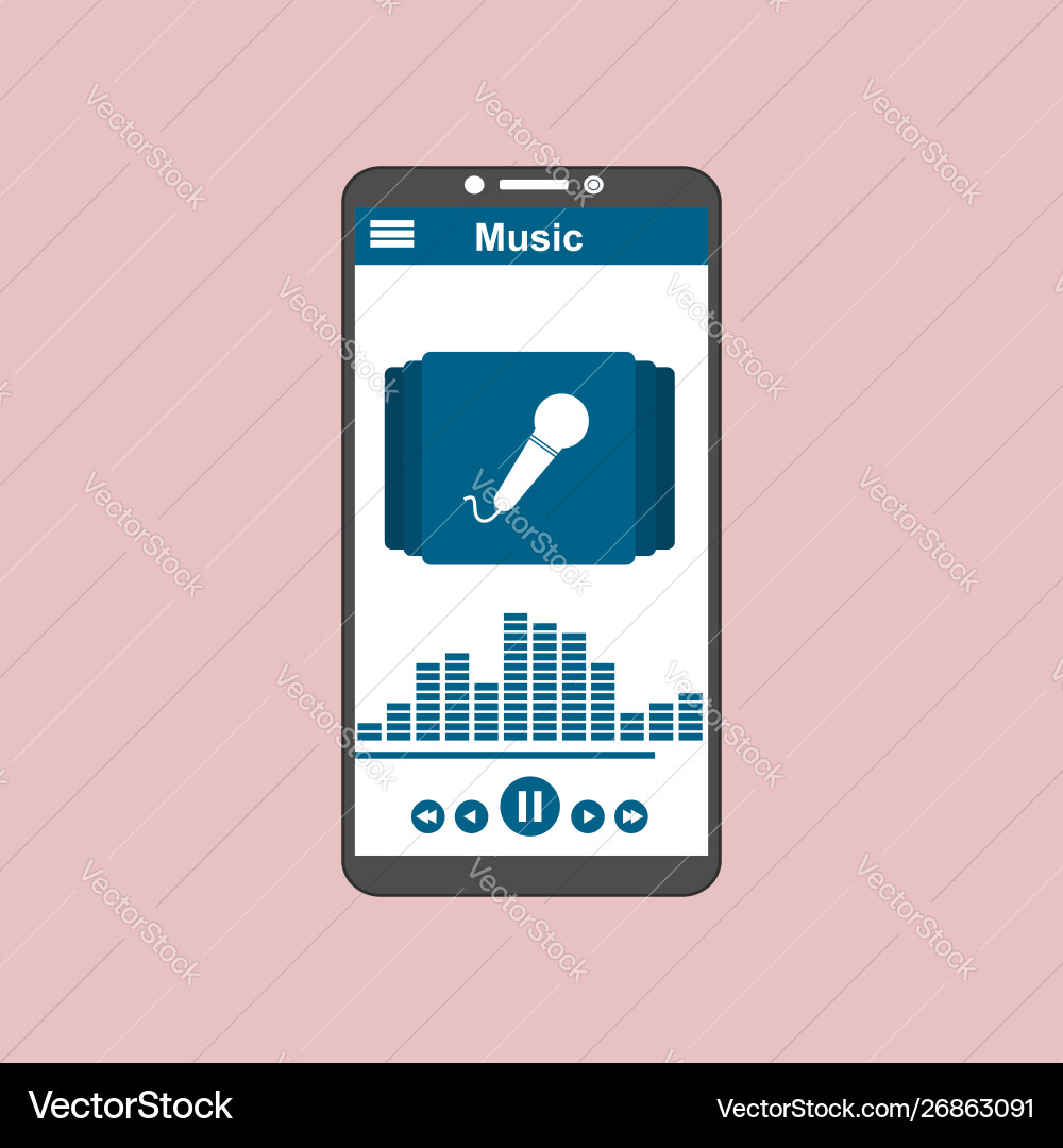 Media player application app template with flat Media player application app template with flat Vector Image