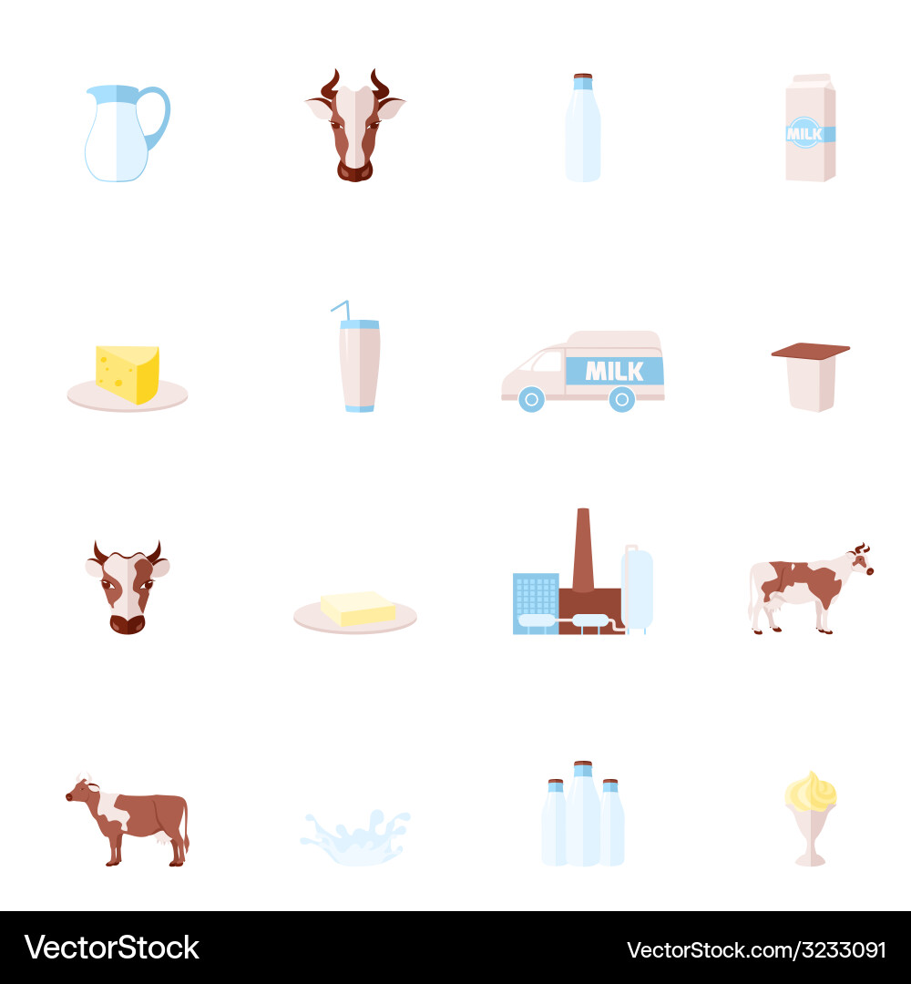 Milk flat icons set Vector Image