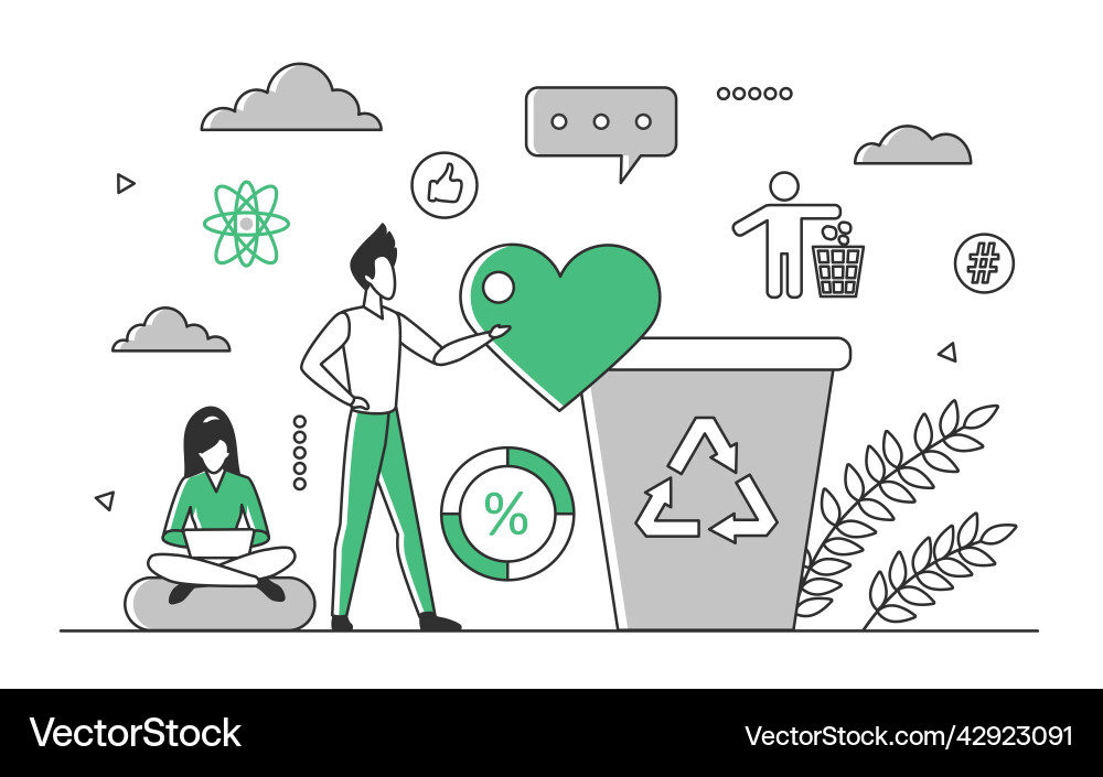Müllsortierung und Sammeln zum Recycling Müllsortierung und Sammeln zum Recycling vektorbild