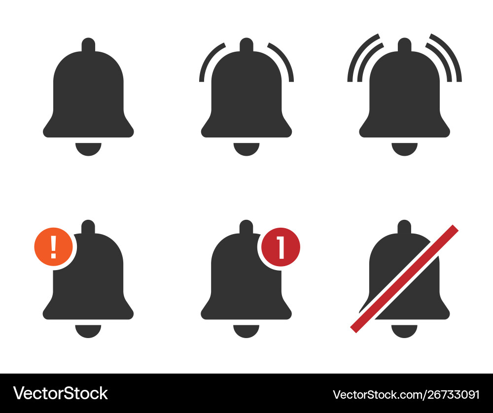 Notification Bell Icon Set vector image