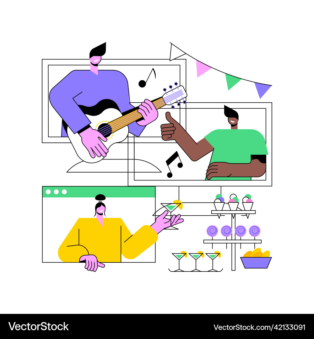 Self-isolation party abstract concept Self-isolation party abstract concept vector image