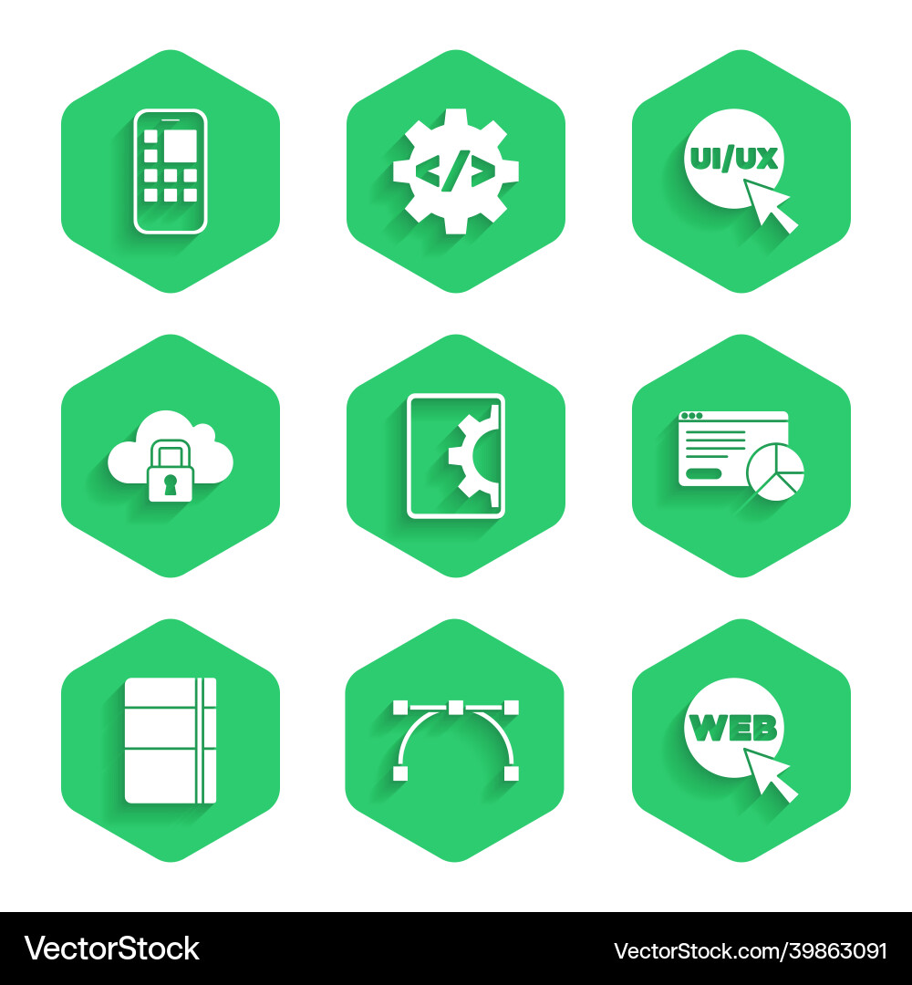 Set web development bezier curve and graphic Set web development bezier curve and graphic vector image
