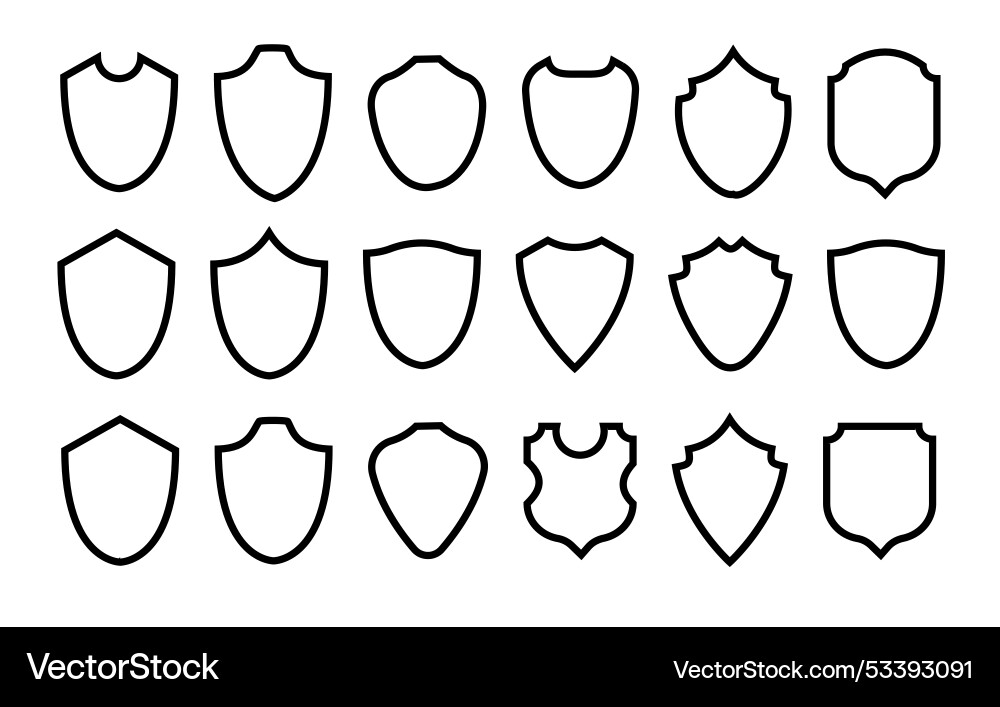 Shield frame set collection signs empty Vector Image