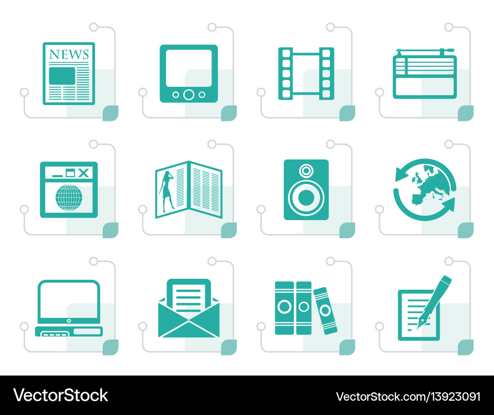 Stilisierte Medien- und Informationssymbole Stilisierte Medien- und Informationssymbole vektorbild