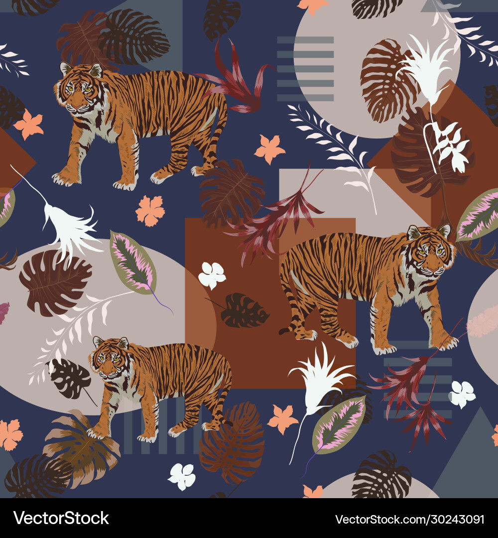 Sumatran Tiger Geometric Pattern vector image