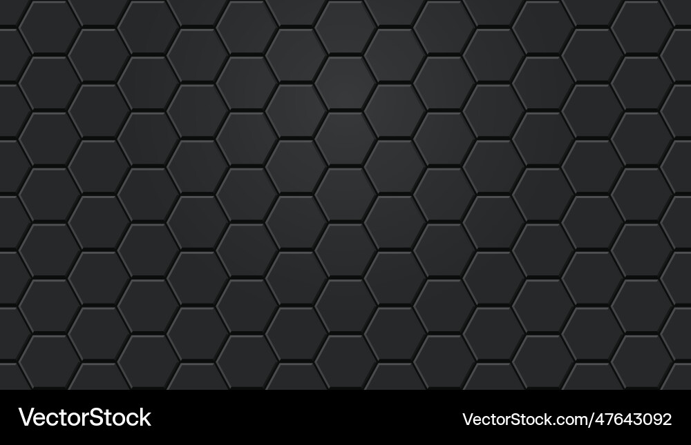 Black hexagon tile seamless pattern background Black hexagon tile seamless pattern background vector image
