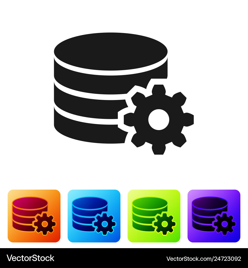 Black setting database server icon isolated Vector Image