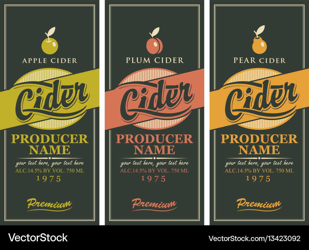 Cider Label Set - Square Frame Vector Image