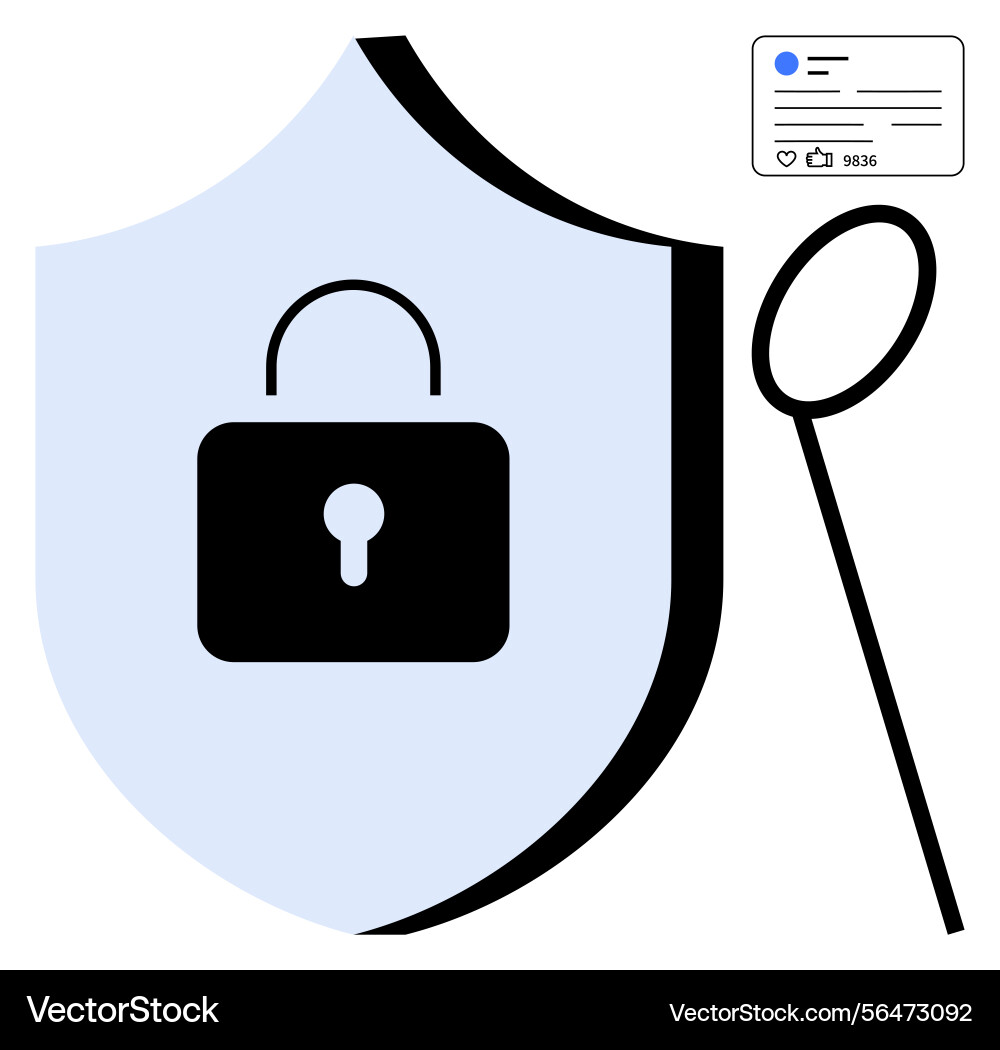 Cybersecurity shield with lock icon representing Vector Image