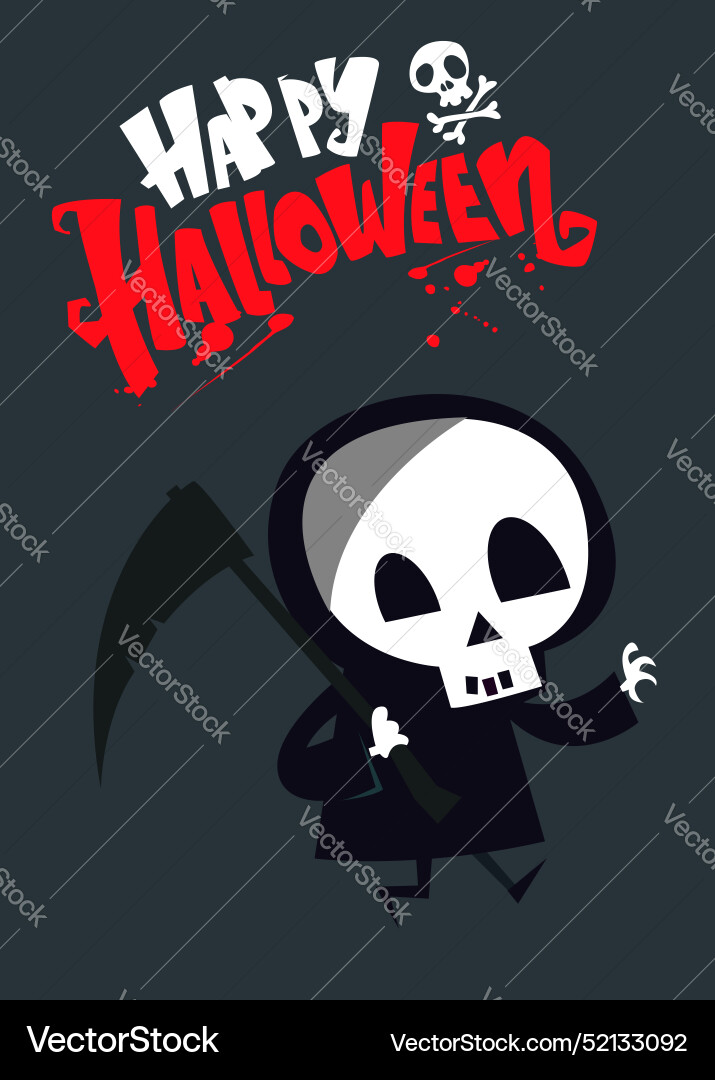 Grim reaper cartoon character isolated on a white Vector Image