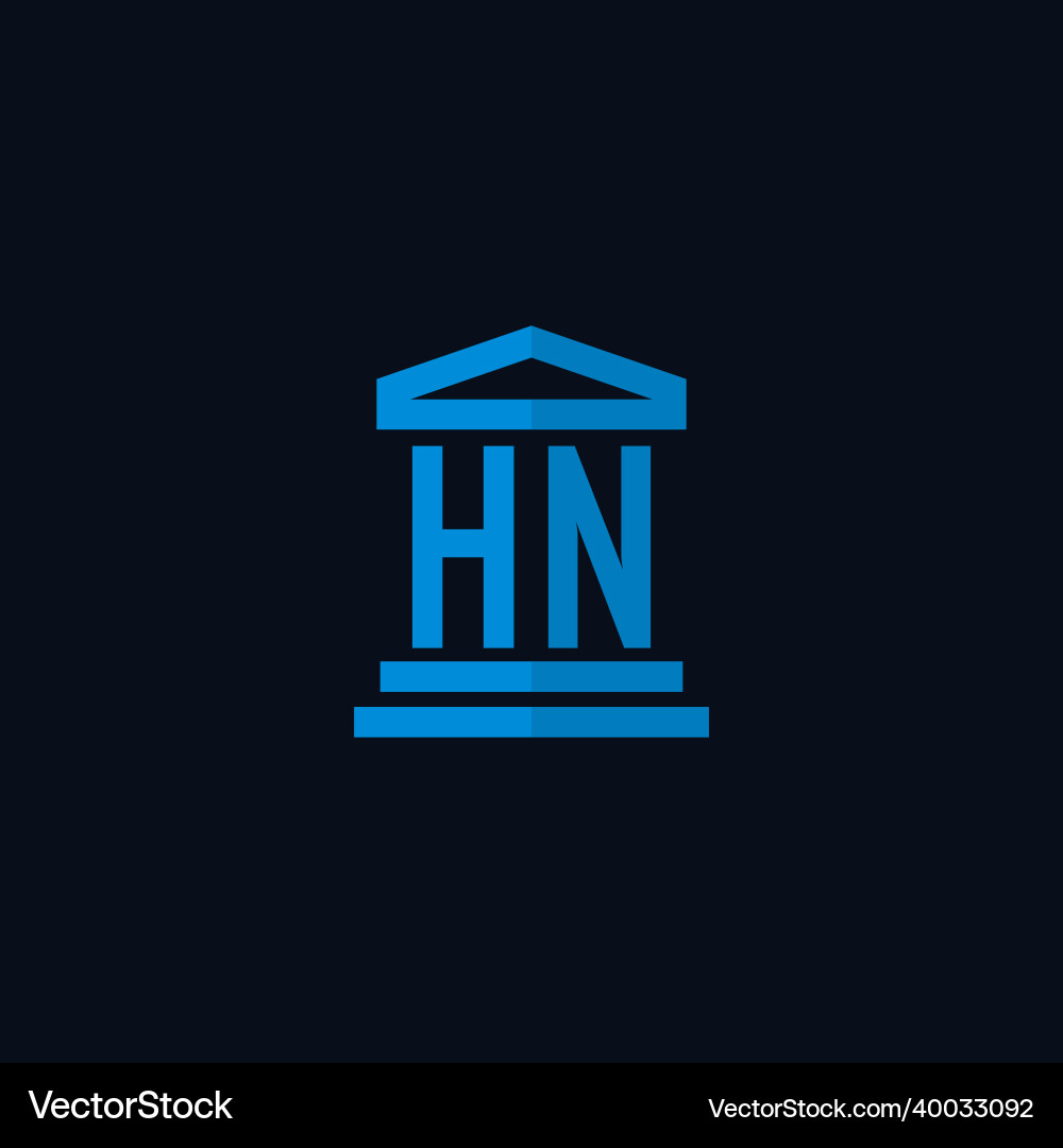 Hn initial logo monogram with simple courthouse Vector Image