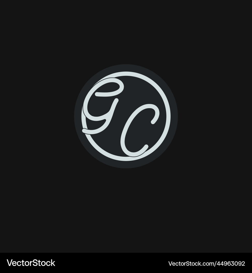 Initials gc logo monogram with simple circle line Initials gc logo monogram with simple circle line vector image