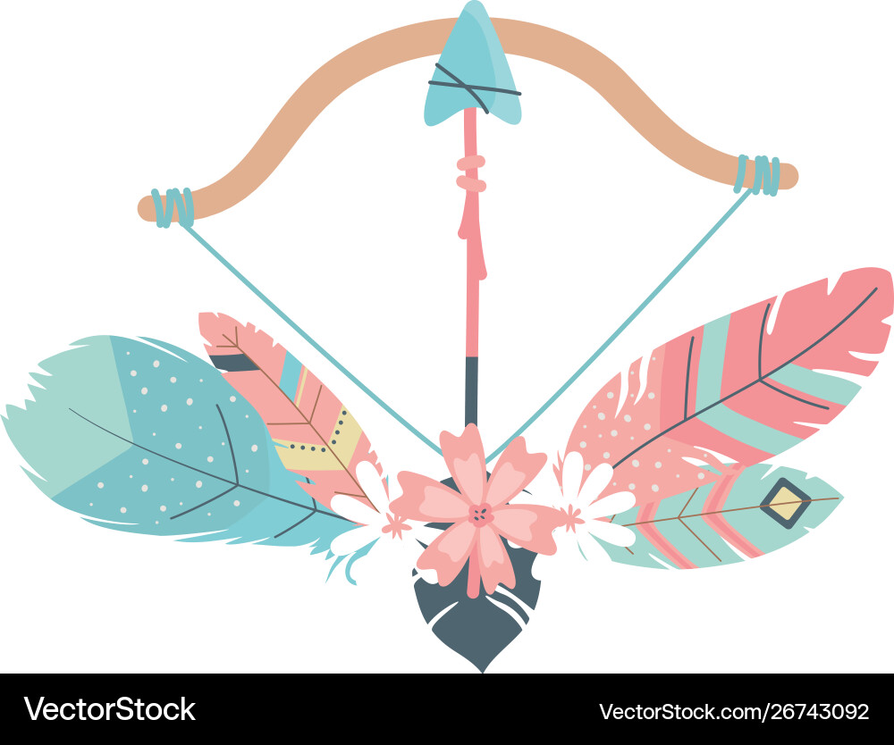 Isolated boho arrow and bow design Vector Image