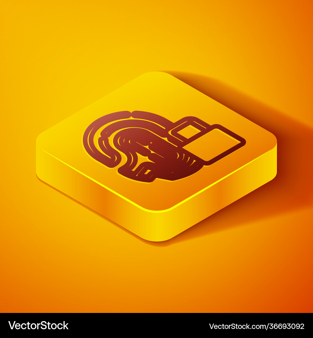 Isometric line fingerprint with lock icon isolated Vector Image