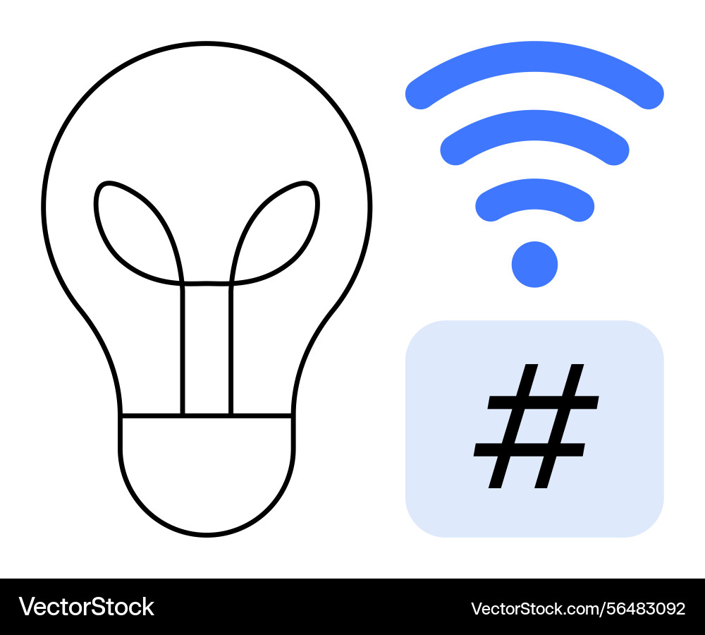 Lightbulb wireless and metadata tag representing Lightbulb wireless and metadata tag representing vector image