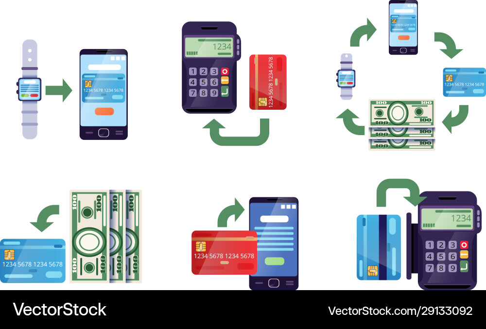 Online banking and payment methods collection Online banking and payment methods collection Vector Image