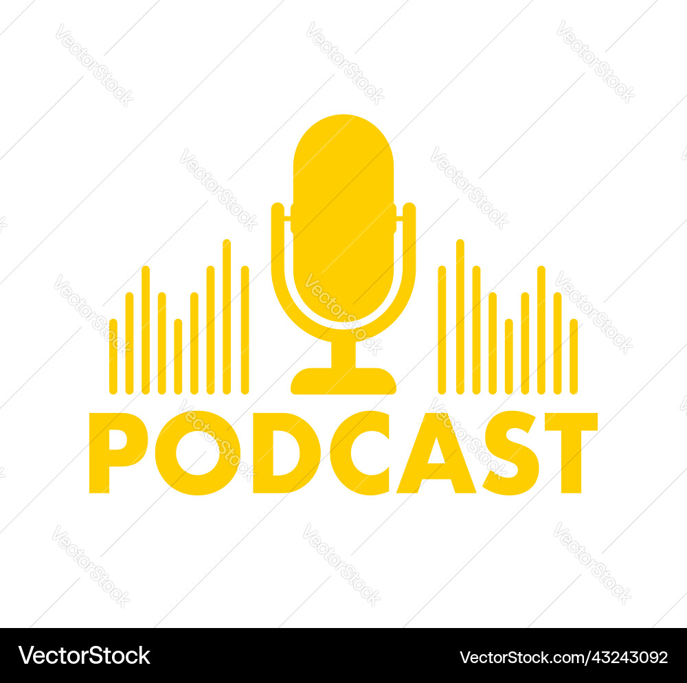 Podcast badge icon stamp logo stock Vector Image
