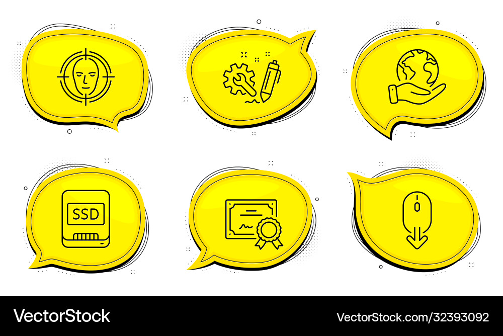 Scroll down face detect and ssd icons set Scroll down face detect and ssd icons set vector image