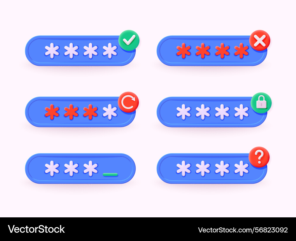 Set of password icon update personal data concept Set of password icon update personal data concept vector image