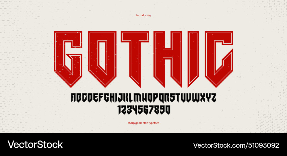 Sharp and bold display font for logo gothic vector image